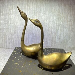 Pair of Vintage Hosley International Solid Brass Geese